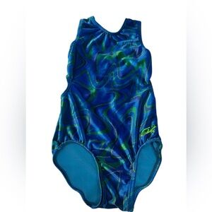 GK Elite Leotard  Girl Gymnastics Dance  Blue Velour
